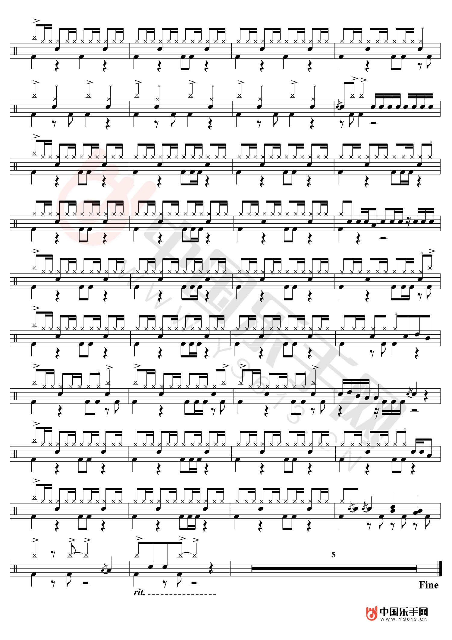 灌籃高手動(dòng)漫主題曲“直到世界的盡頭”架子鼓爵士鼓譜 附伴奏示范曲