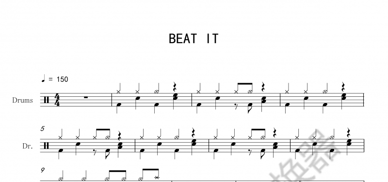 邁克爾·杰克遜 Beat it架子鼓譜爵士鼓曲譜