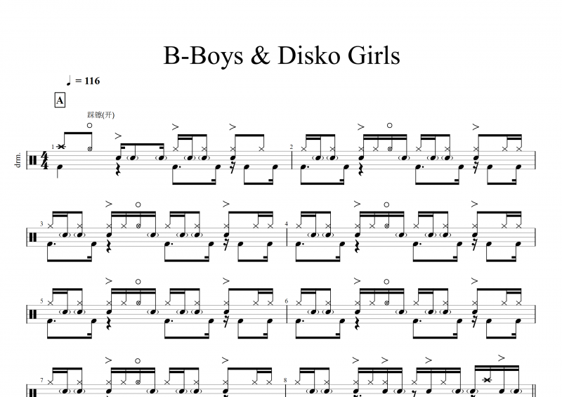 B-Boys&Disko Girls鼓譜 節(jié)奏男孩&迪斯科女孩架子鼓譜 