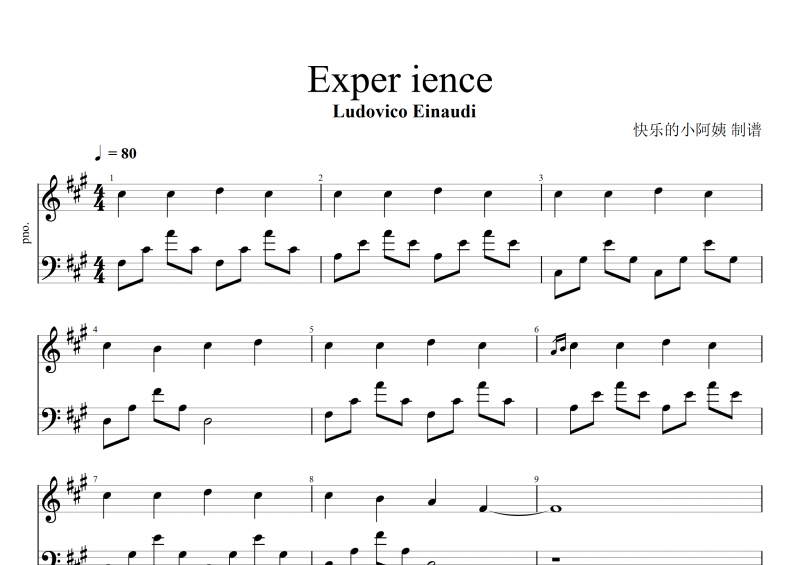 Ludovico Einaudi-Experience鋼琴譜五線譜
