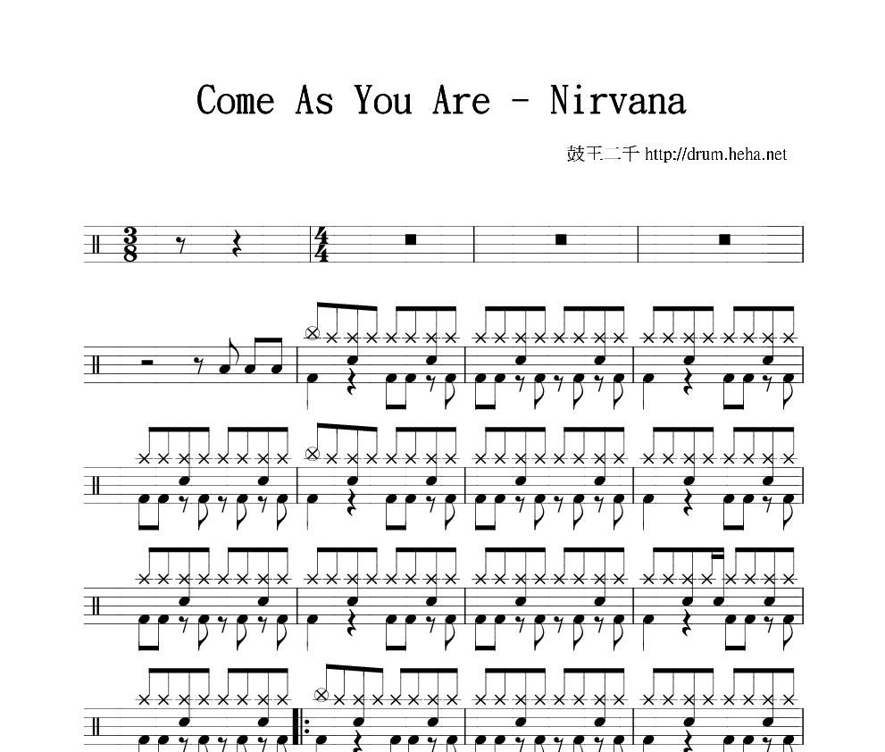 Com As You Are鼓譜 Nirvana-Com As You Are架子鼓譜