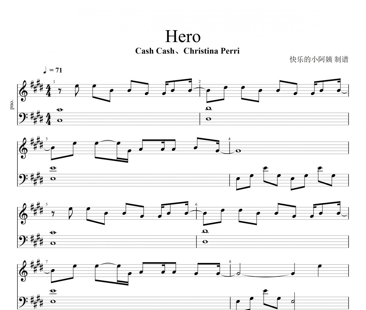 Hero鋼琴譜 Cash Cash/Christina Perri-Hero(feat.Christina Perri)