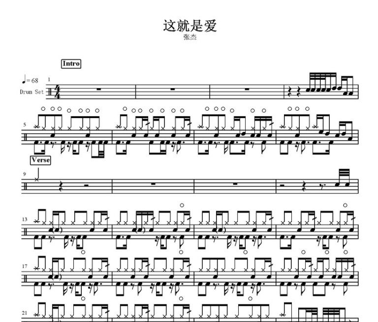 這就是愛鼓譜 張杰-這就是愛架子鼓譜