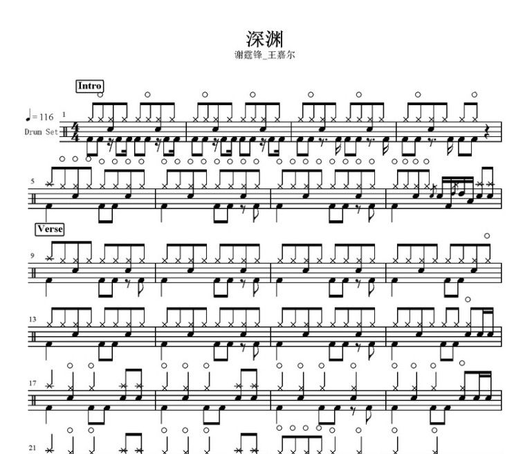 深淵鼓譜 謝霆鋒/王嘉爾-深淵架子鼓譜