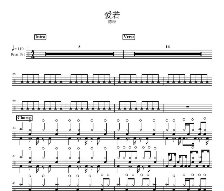 愛若鼓譜 陳粒-愛若架子鼓譜