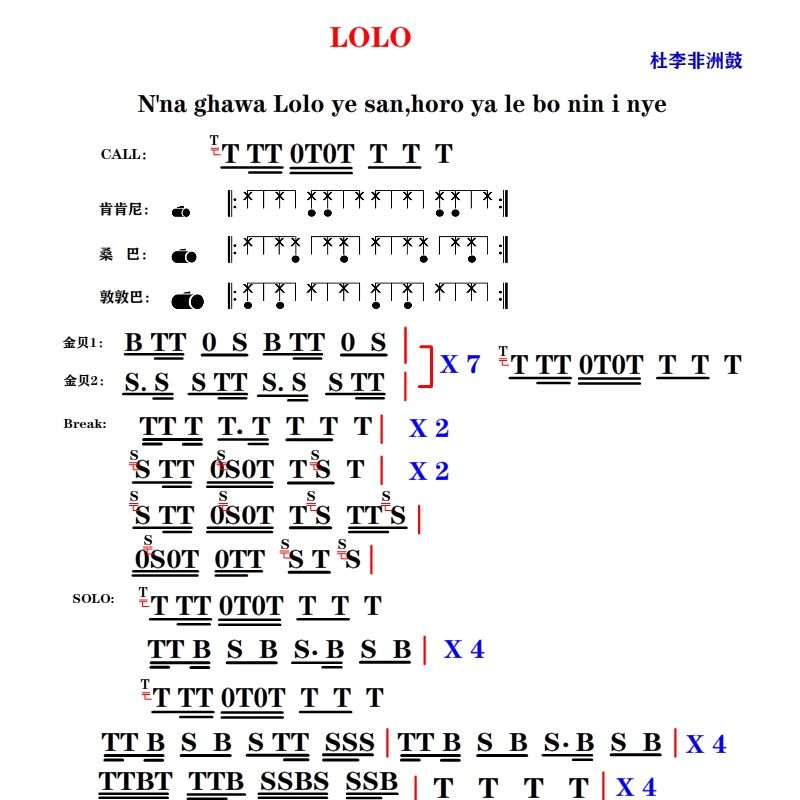 異田師兄-Lolo非洲鼓手鼓譜