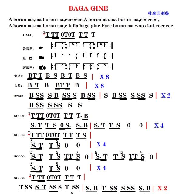 異田師兄-Bagagine（杜李版）非洲鼓譜手鼓