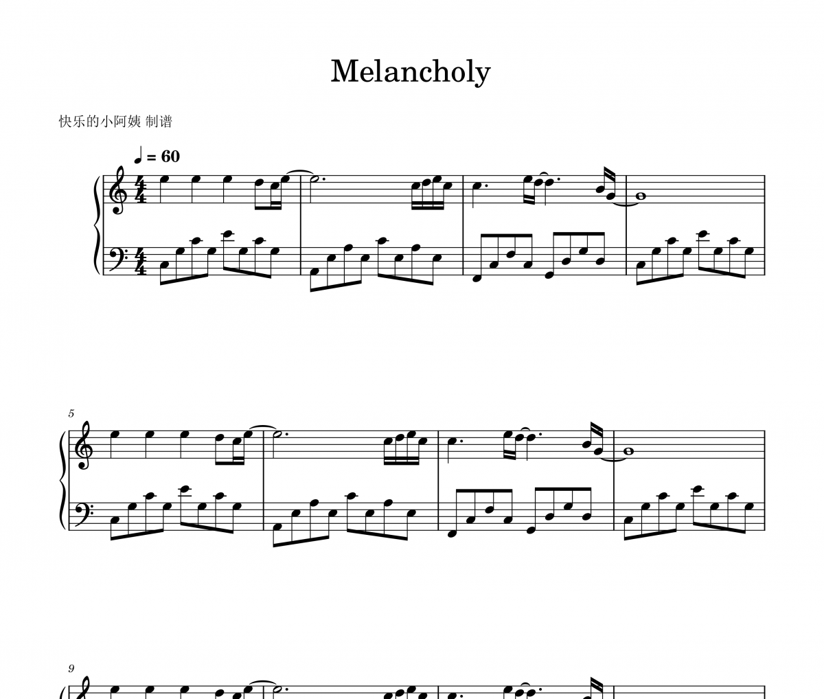 MELANCHOLY鋼琴譜 White Cherry-MELANCHOLY五線譜