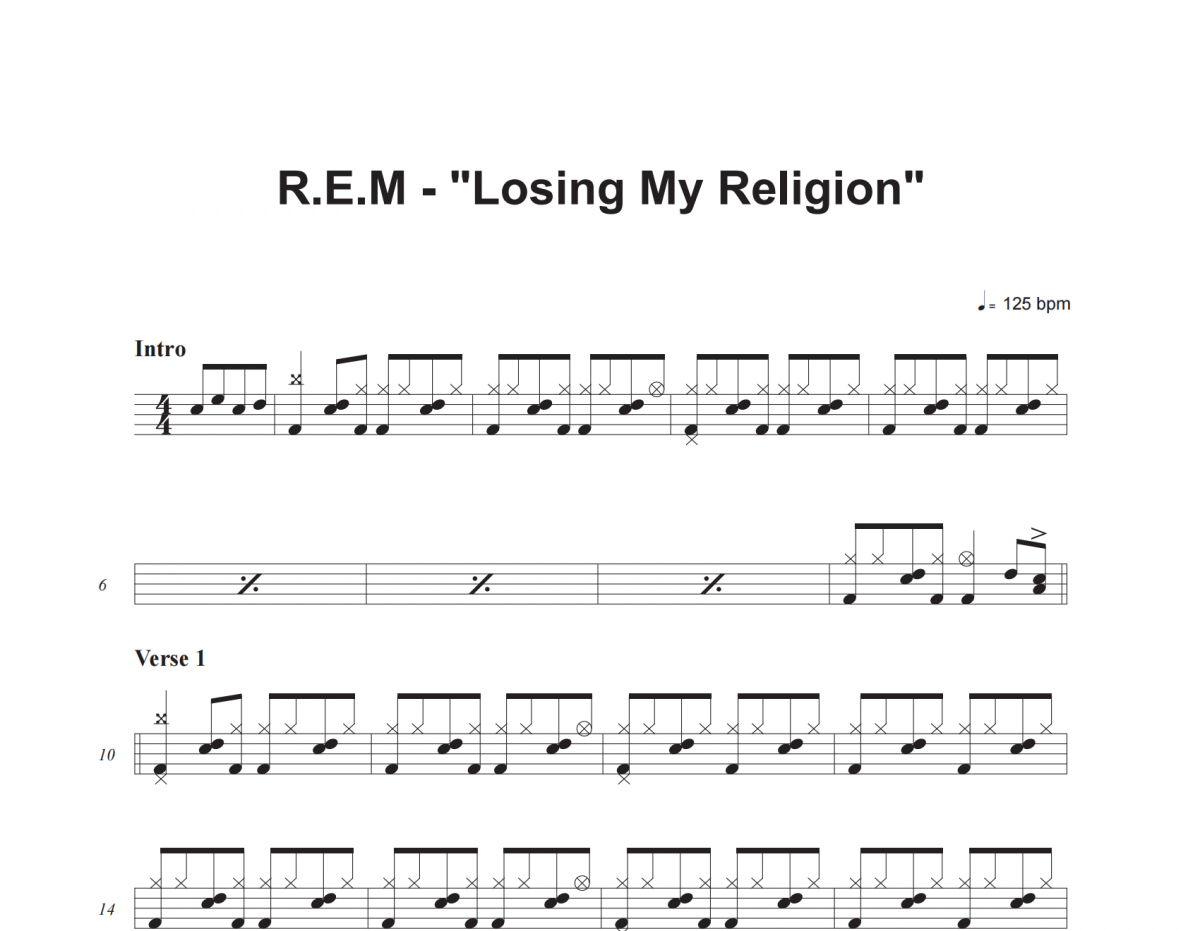R.E.M-Losing My Religion架子鼓譜爵士鼓曲譜