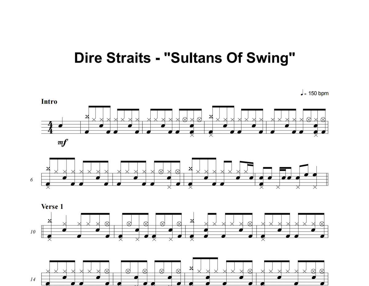 Dire Straits-Sultans Of Swing架子鼓譜爵士鼓曲譜