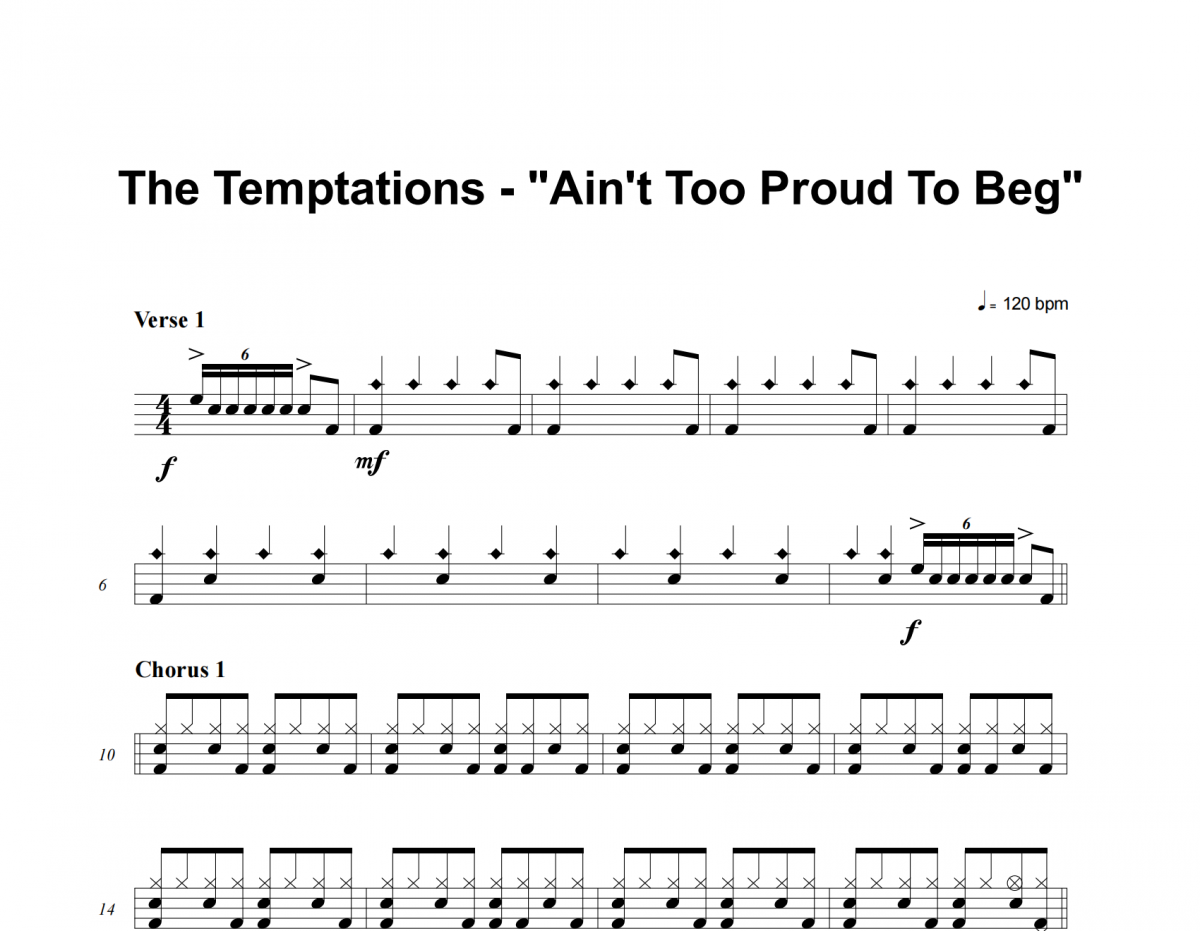 The Temptations-Ain't Too Proud To Beg架子鼓譜爵士鼓曲譜