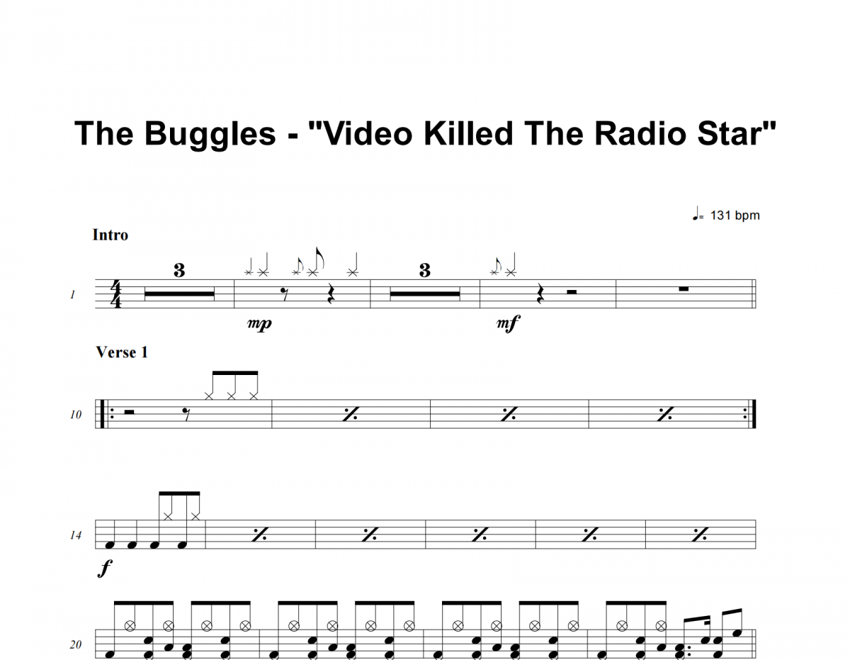 The Buggles-Video Killed The Radio Star架子鼓譜爵士鼓曲譜