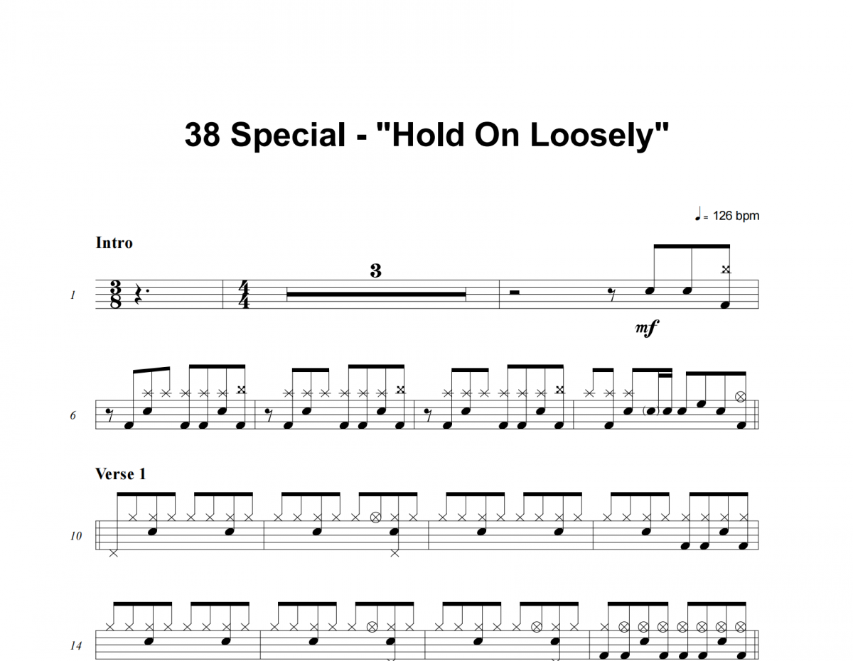 38 Special-Hold On Loosely架子鼓譜爵士鼓曲譜