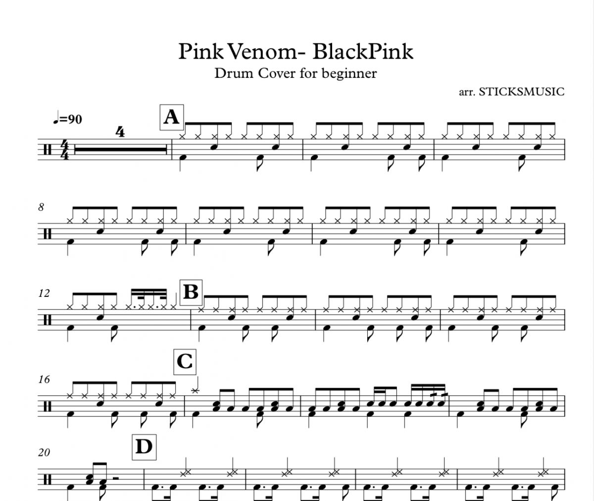Pink Venom鼓譜 Black pink《Pink Venom》架子鼓|爵士鼓|鼓譜