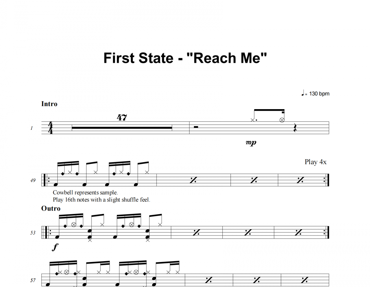 Reach Me鼓譜 First State《Reach Me》架子鼓|爵士鼓|鼓譜