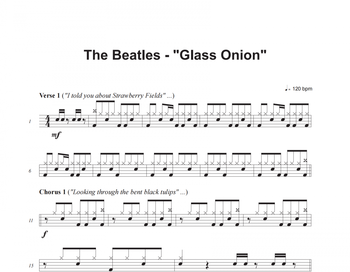 Glass Onion 鼓譜 The Beatles-Glass Onion(Remaster)架子鼓|爵士鼓|鼓譜