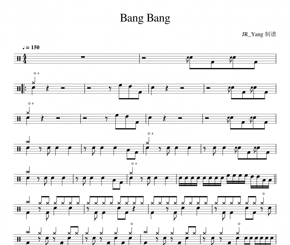Bang Bang鼓譜 Jessie J/Ariana Grande/Nicki M-Bang Bang架子鼓|爵士鼓|