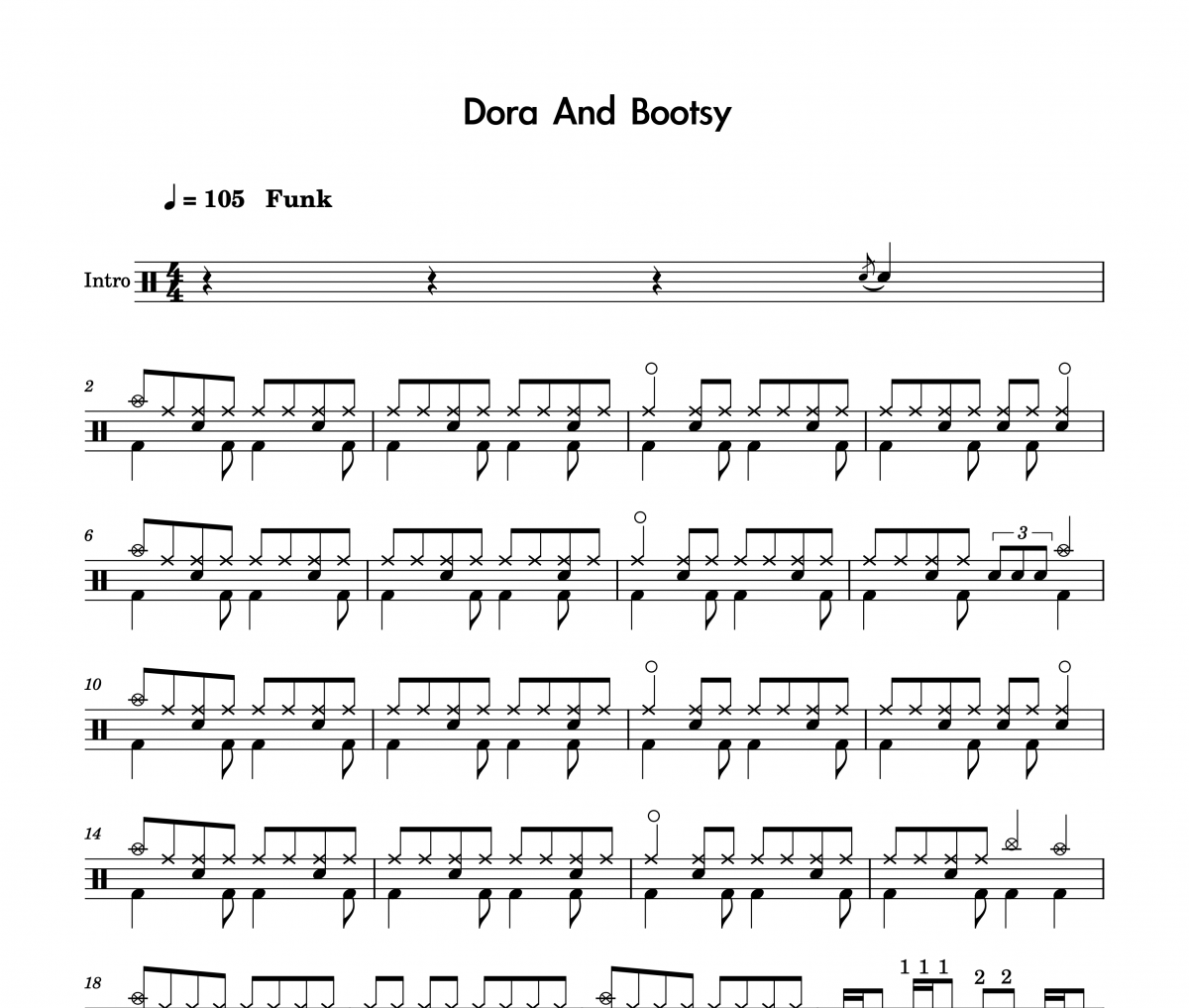 Dora and Bootsy四級考級曲鼓譜 九拍音樂《Dora and Bootsy四級考級曲》架子鼓|爵士鼓|鼓譜