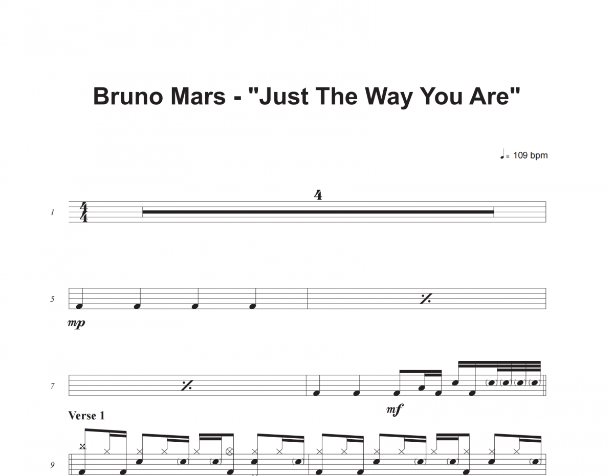 Just The Way You Are鼓譜 Bruno Mars《Just The Way You Are》架子鼓|爵