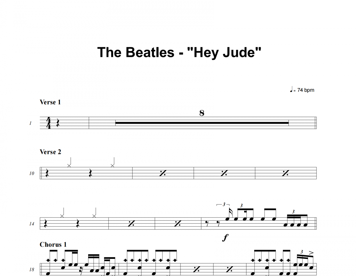Hey Jude鼓譜 The Beatles《 Hey Jude》架子鼓|爵士鼓|鼓譜
