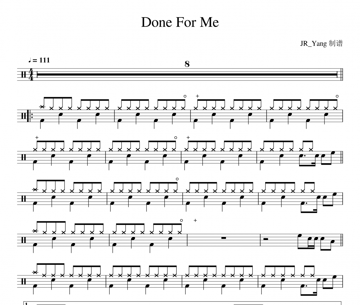 Don't For Me鼓譜 Charlie Puth《Don't For Me》架子鼓|爵士鼓|鼓譜