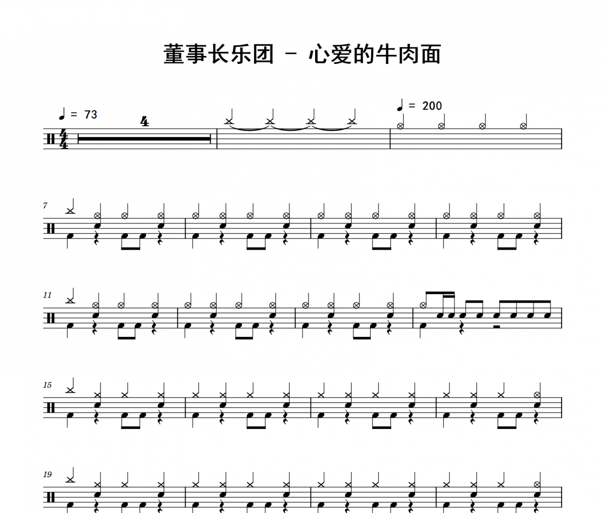 心愛的牛肉面鼓譜 董事長樂團《心愛的牛肉面》架子鼓|爵士鼓|鼓譜