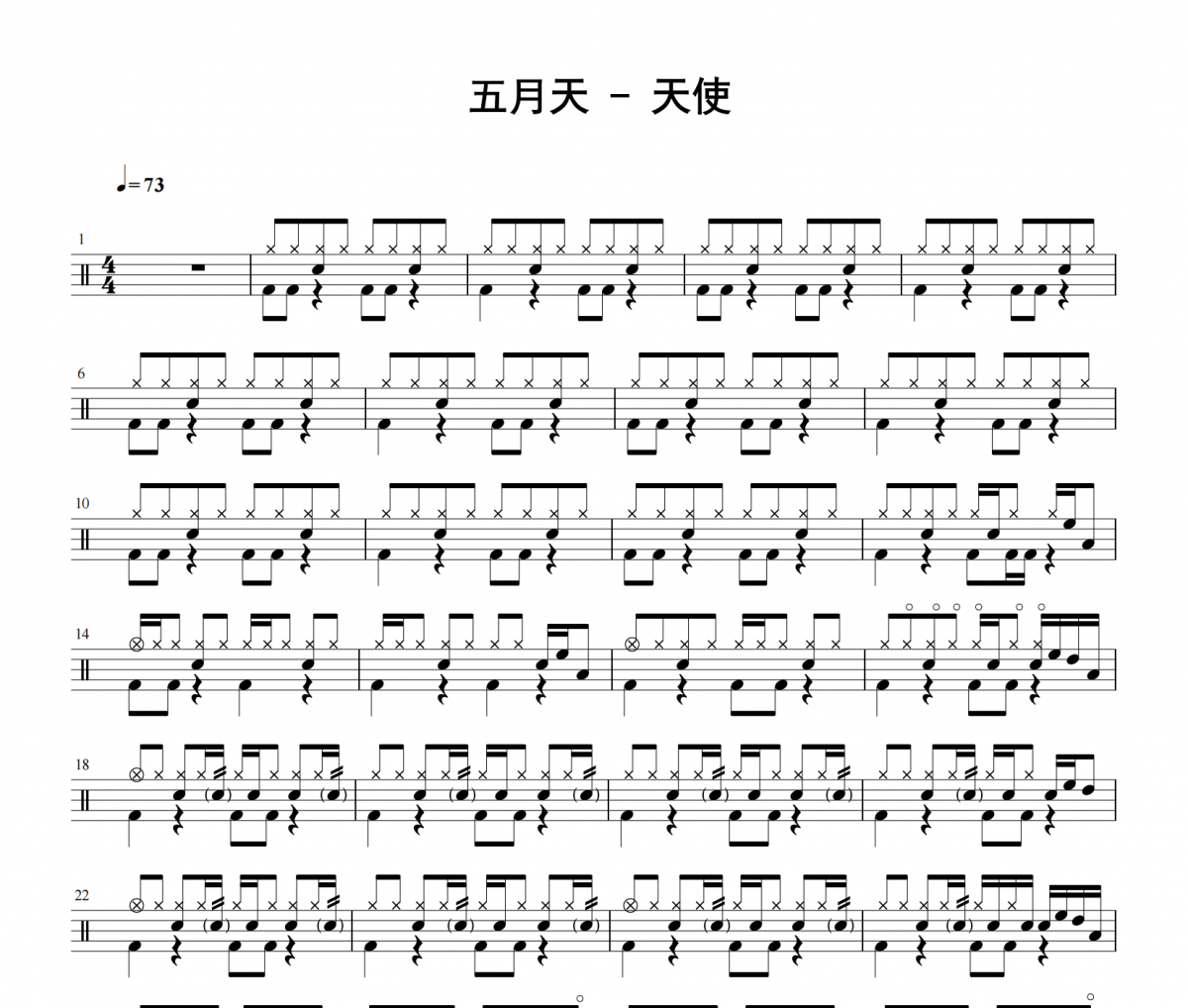 五月天《天使》架子鼓|爵士鼓|鼓譜 積極處世發布