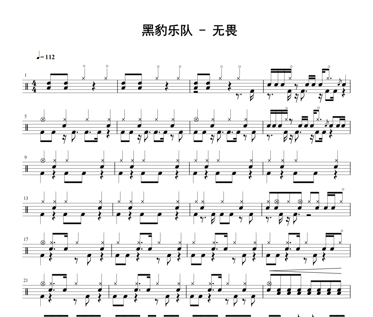 黑豹樂隊-無畏架子鼓|爵士鼓|鼓譜 積極處世發布