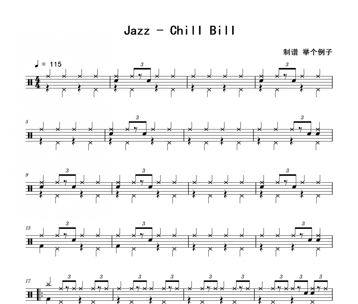 Chill Bill鼓譜 Jazz《Chill Bill》架子鼓|爵士鼓|鼓譜