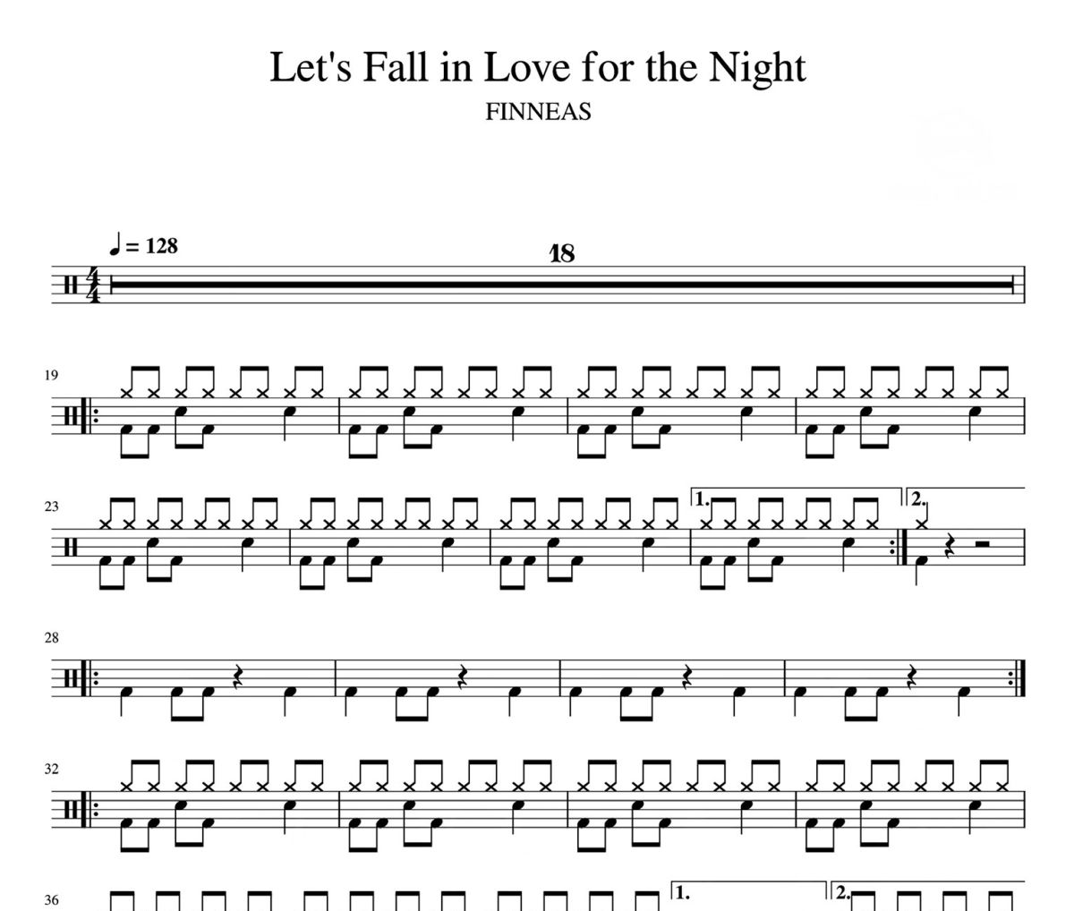 Let's Fall in Love for the Night鼓谱 FINNEAS《Let's Fall in Lov