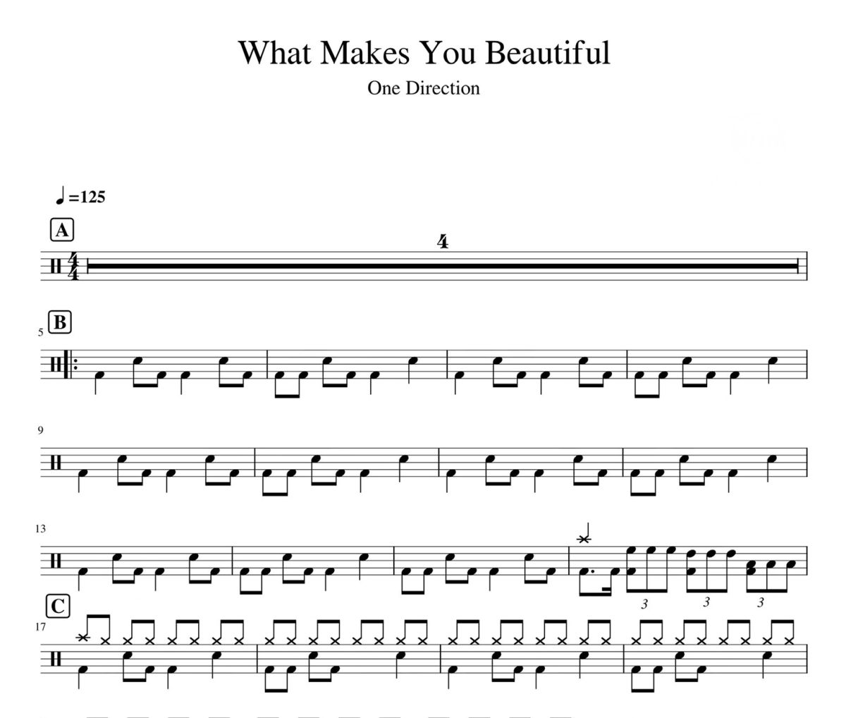 What Makes You Beautiful鼓谱 One Direction- What Makes You Bea