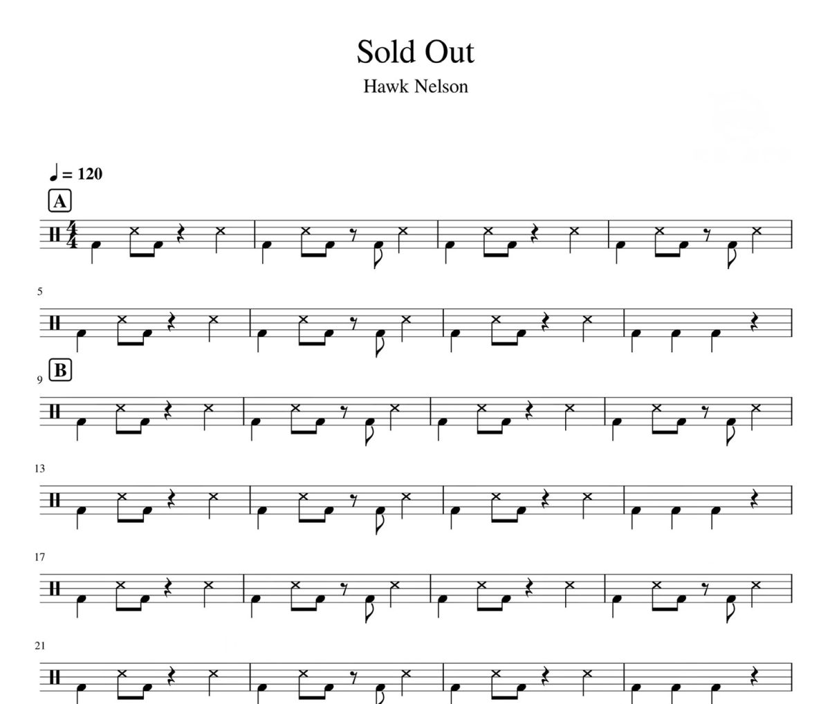 Sold Out鼓谱 Hawk Nelson《Sold Out》爵士鼓鼓谱