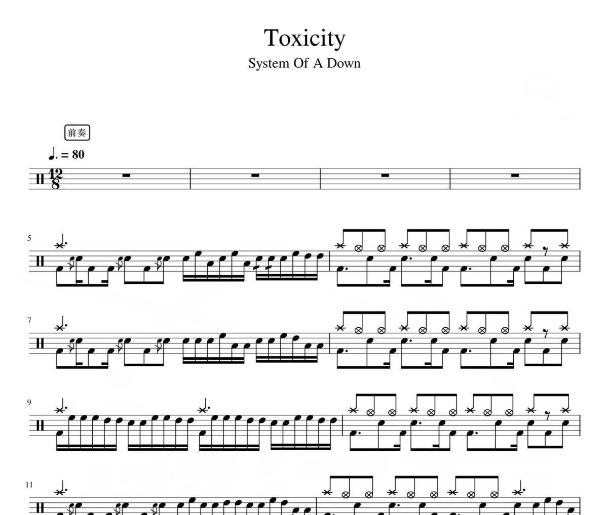 Toxicity 鼓譜 System Of A Down-Toxicity爵士鼓|譜