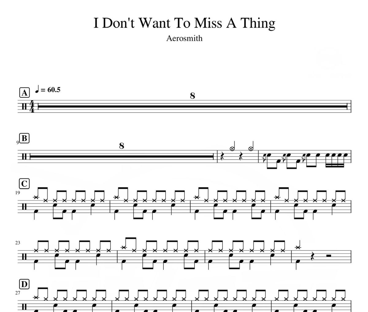 I Don't Want To Miss A Thing鼓譜 Aerosmith-I Don't Want To Mis