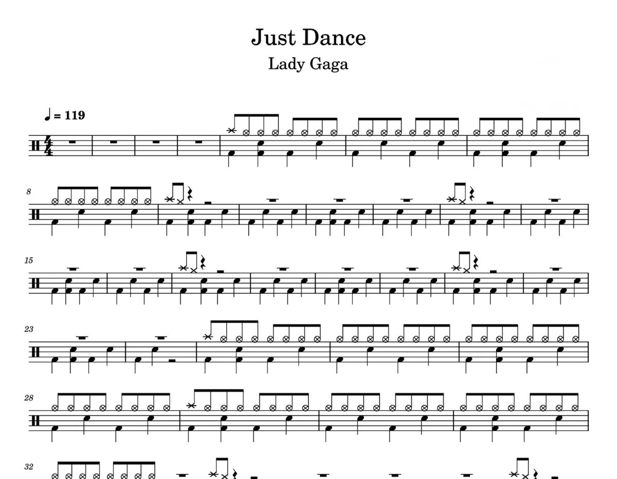 Just Dance 鼓譜 Lady Gaga《Just Dance 》爵士鼓|鼓譜