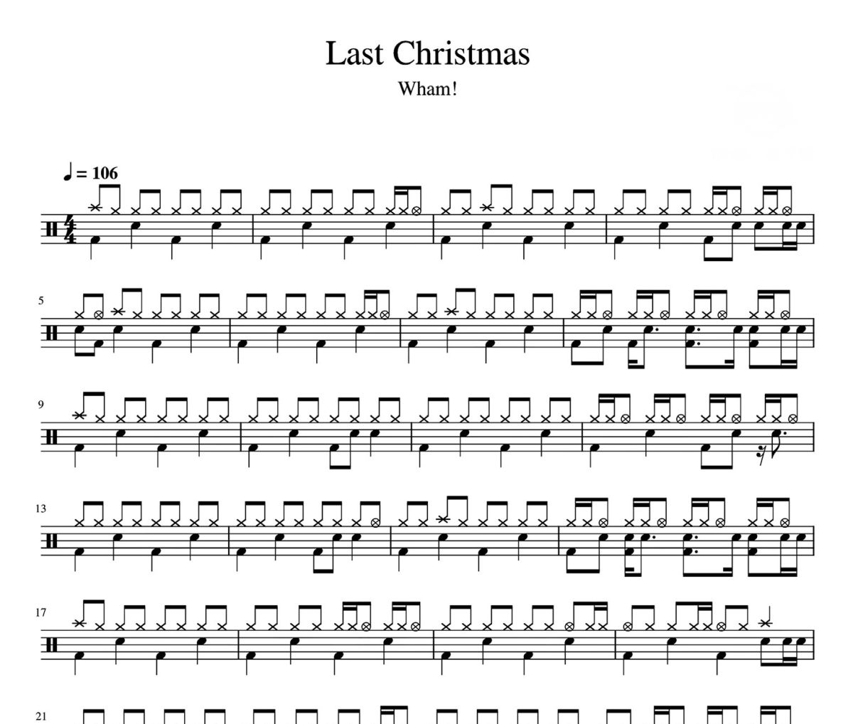 Last Christmas 鼓谱 Wham《Last Christmas 》爵士鼓鼓谱