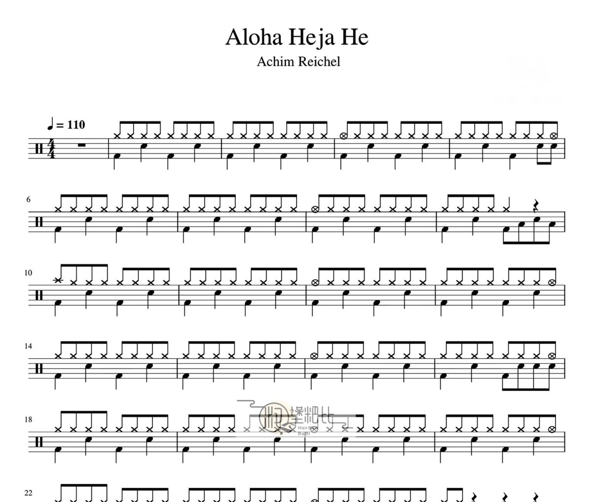 Achim Reichel鼓谱 Achim Reichel《Aloha Heja He》爵士鼓谱