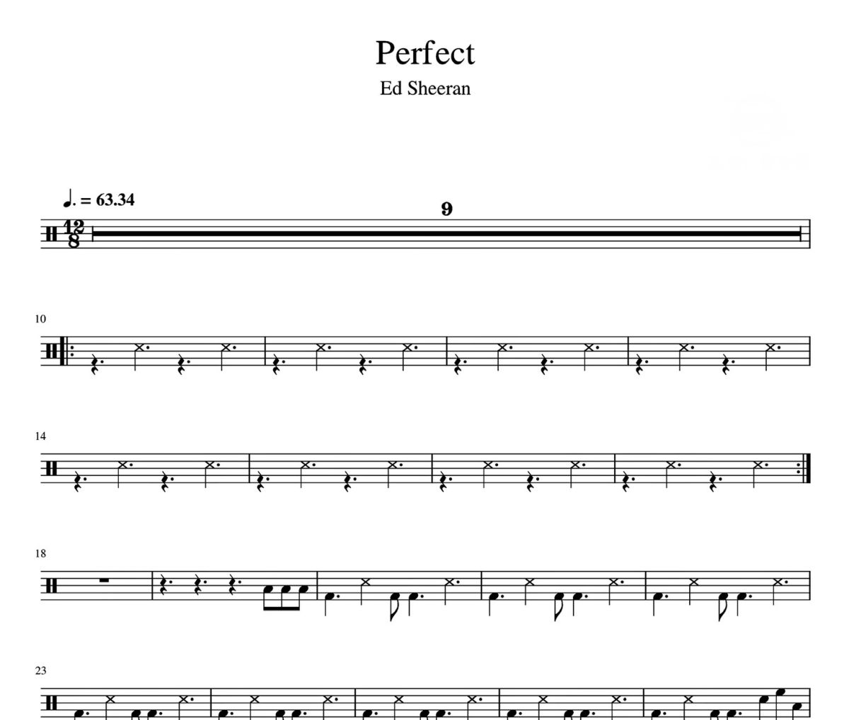 Perfect 鼓谱 Ed Sheeran-Perfect爵士鼓|鼓谱