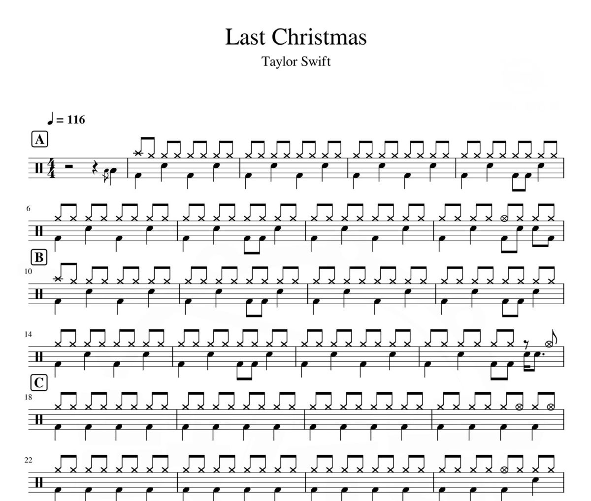 Last Christmas鼓谱 Taylor Swift-Last Christmas爵士鼓谱