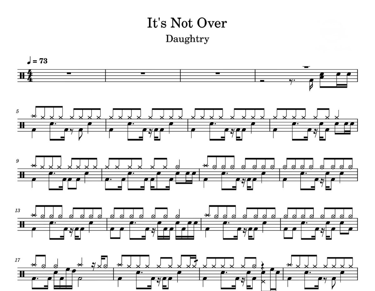 It's Not Over 鼓谱 Daughtry《It's Not Over 》架子鼓|爵士鼓|鼓谱