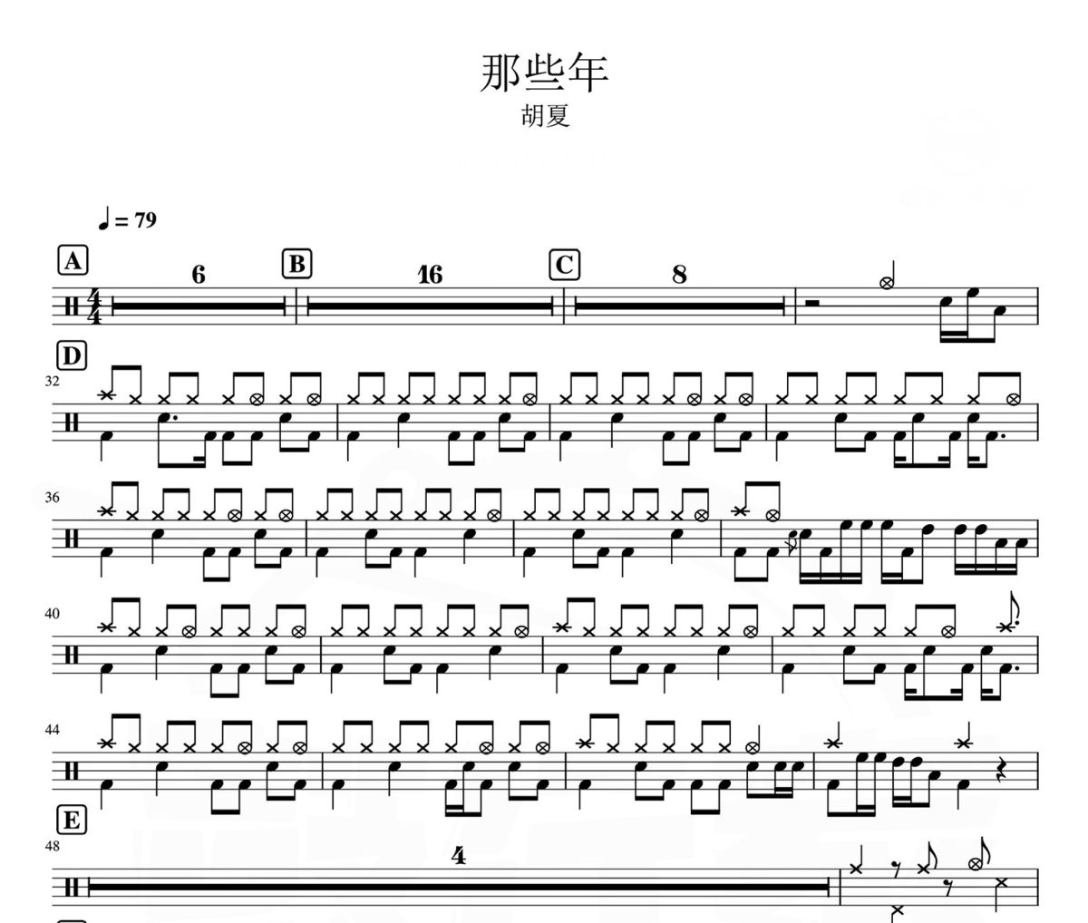 那些年鼓谱 胡夏-那些年爵士鼓谱