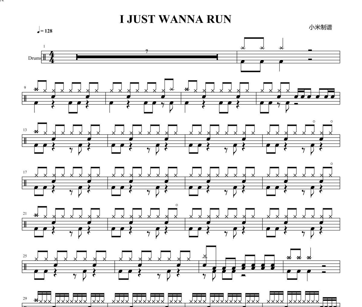 I Just Wanna Run鼓譜 The Downtown Fiction《I Just Wanna Run》架子鼓