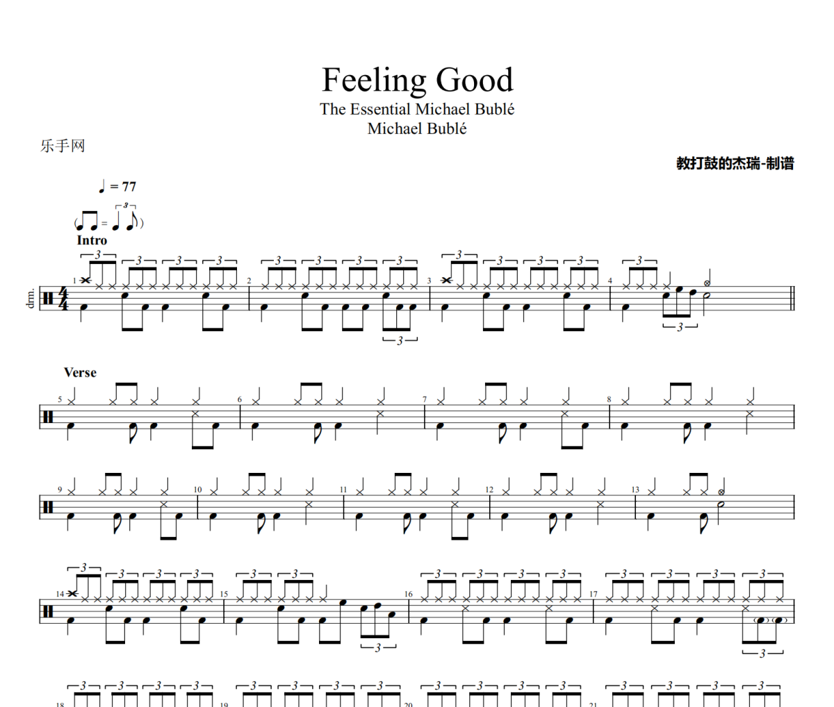 Feeling Good鼓譜 Michael Bublé-Feeling Good爵士鼓譜