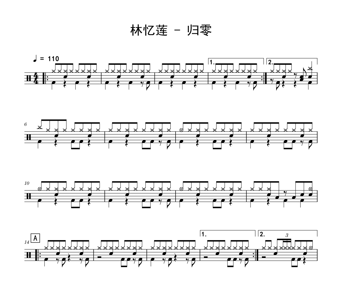 歸零鼓譜 林憶蓮-歸零架子鼓|爵士鼓|鼓譜