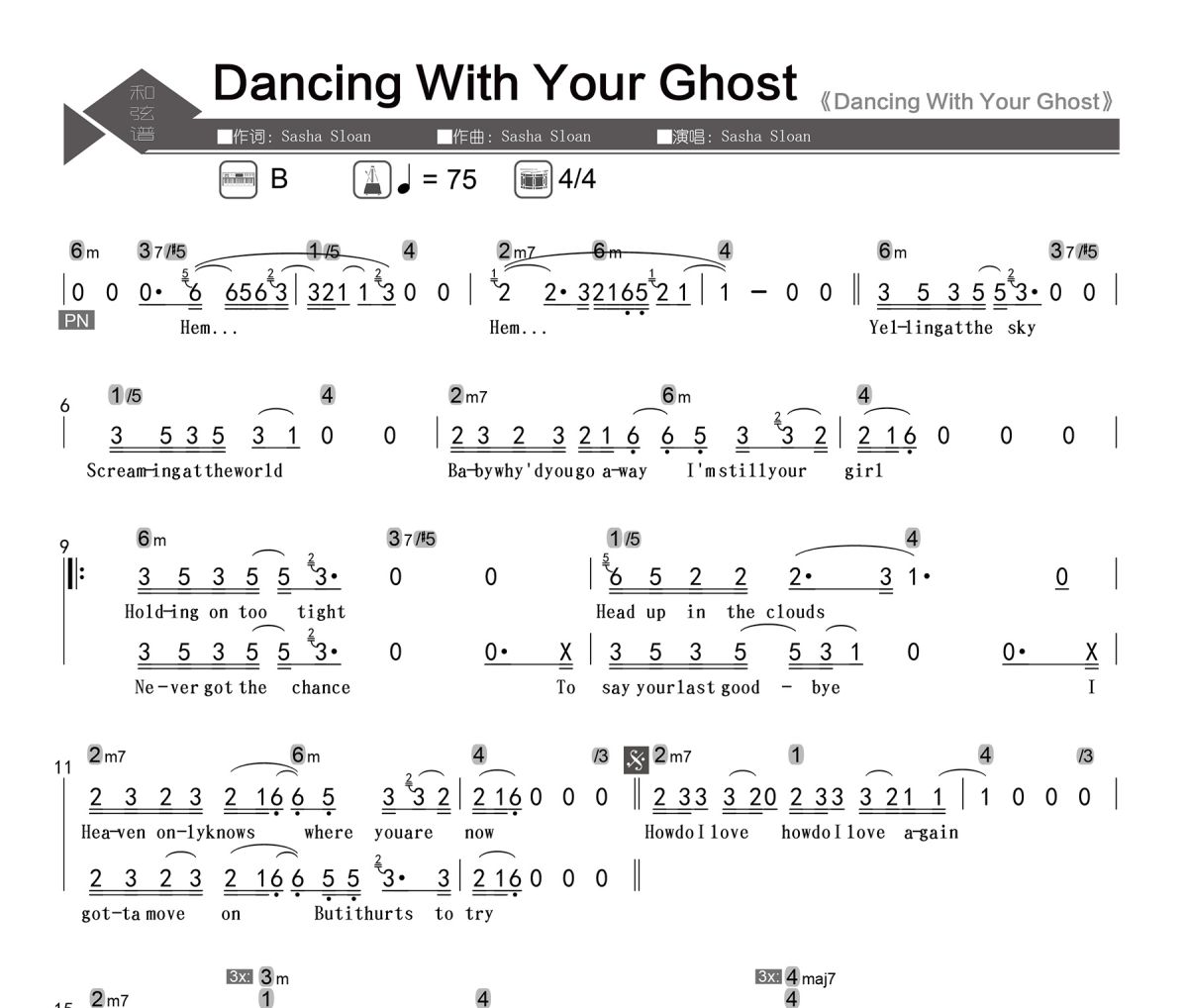 Dancing With Your Ghost簡譜 Sasha Sloan《Dancing With Your Ghos