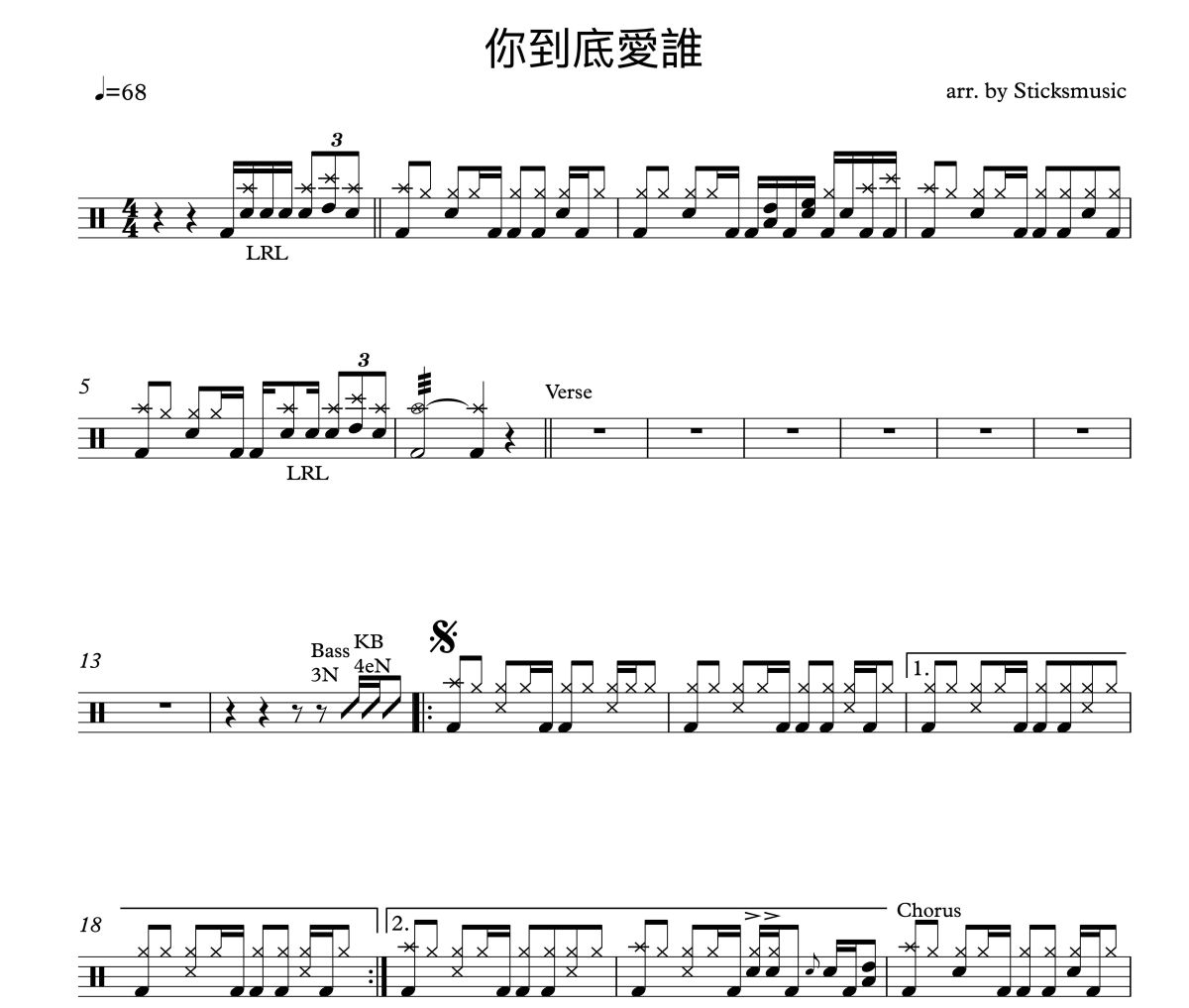 你到底愛誰鼓譜 劉嘉亮《你到底愛誰》架子鼓|爵士鼓|鼓譜