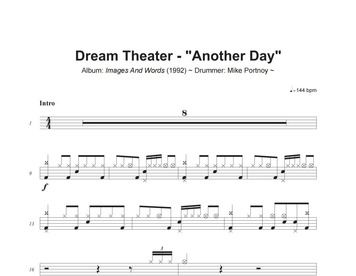 Dream Theater《Another Day》架子鼓|爵士鼓|鼓譜+動態視頻