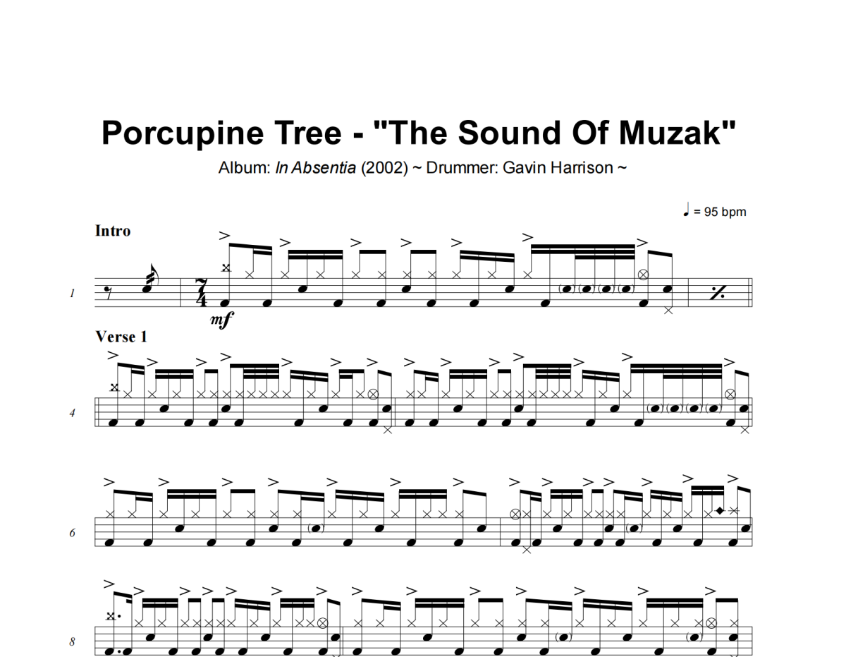Porcupine Tree-The Sound Of Muzak爵士鼓譜+動態視頻