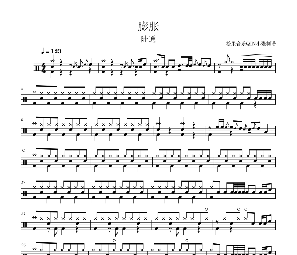 膨脹鼓譜 陸通《西虹市首富》《膨脹》架子鼓|爵士鼓|鼓譜