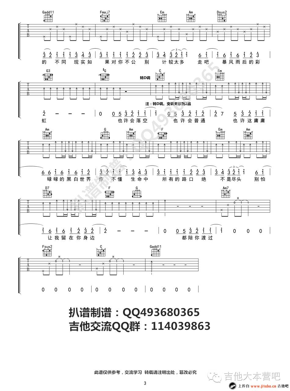 《让我留在你身边》吉他谱_陈奕迅_C调弹唱谱六线谱